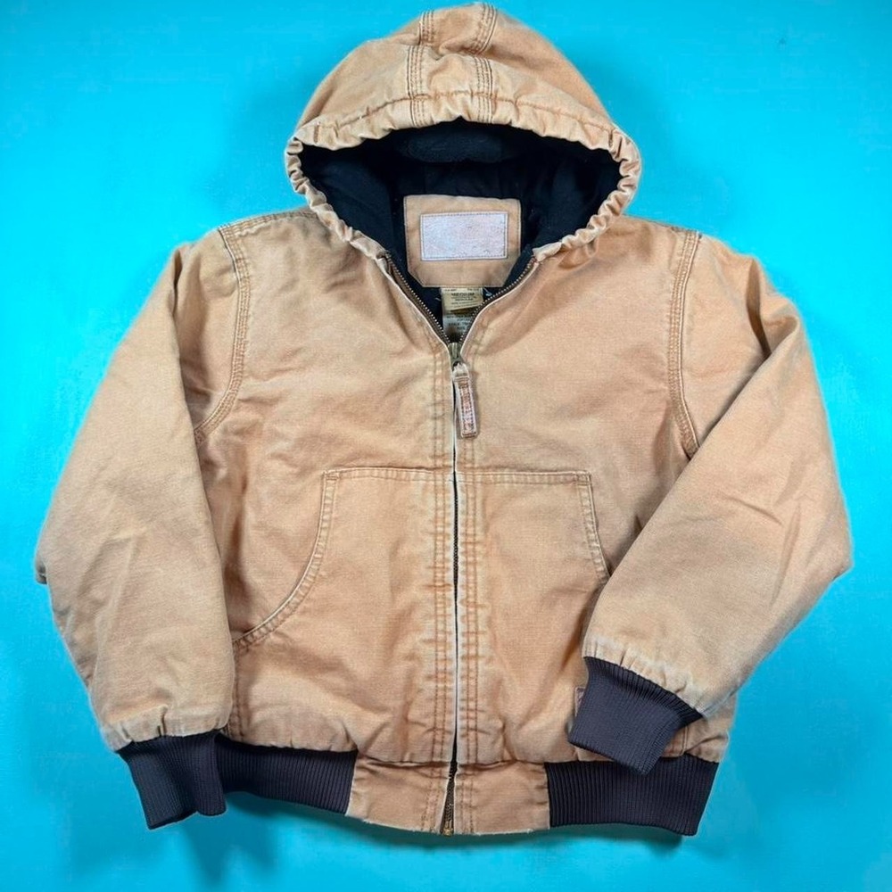 Kids work jacket Carhartt style CE Schmidt zip up rugged youth M hooded jacket